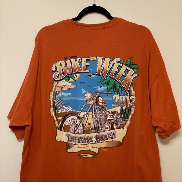 Bike Week 2X short sleeve t-shirt 2012 orange tan biker casual motorcycle punk - Picture 2 of 7